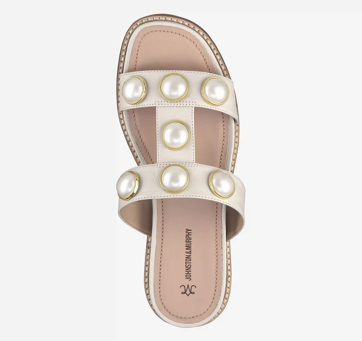 Chandler Embellished Slide - Bone Glove Leather