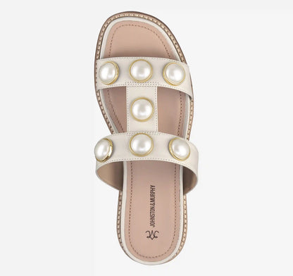 Chandler Embellished Slide - Bone Glove Leather