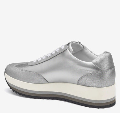 Gracie Side-Zip Lace Up - Silver Metallic Suede/Calfskin