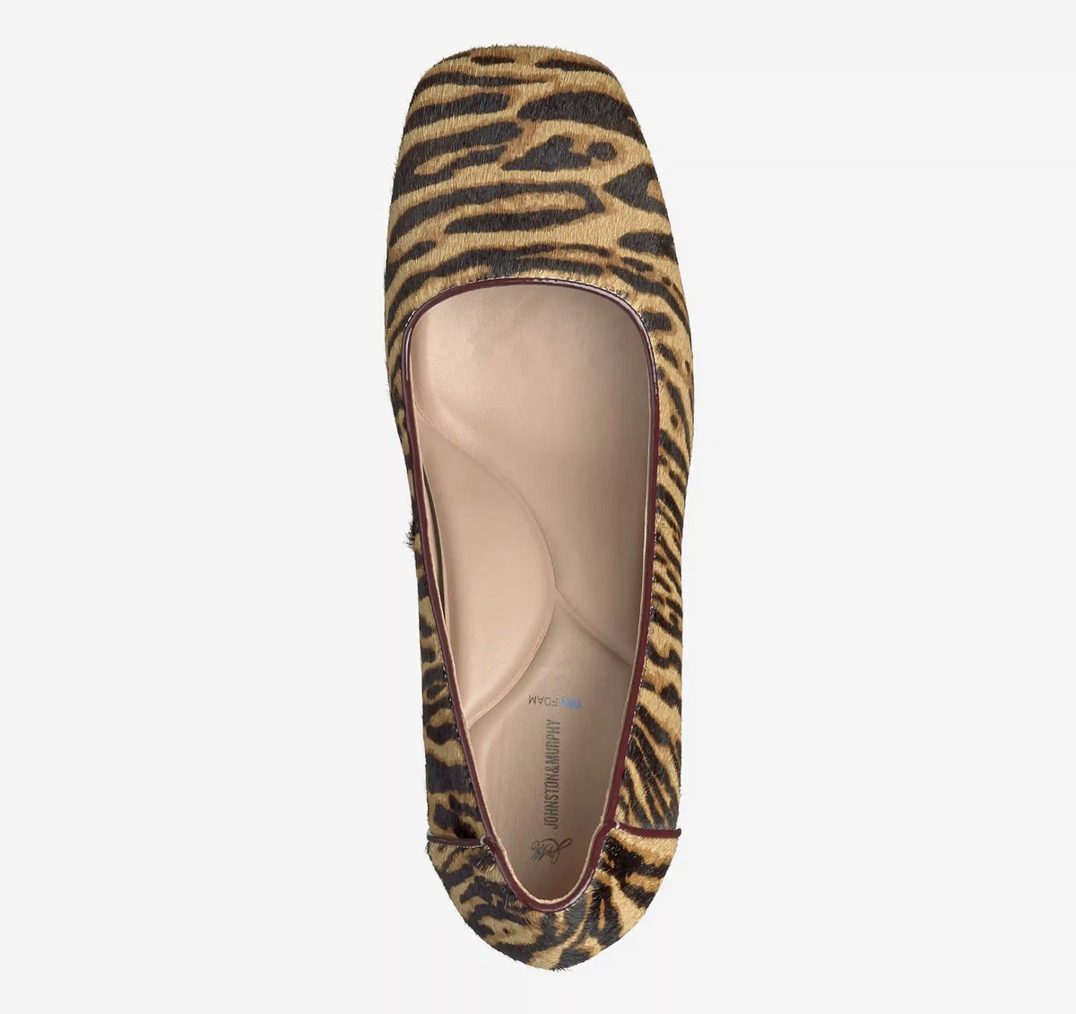 Whitney Pump - Beige/Brown Zebra-Print Haircalf/Red Patent Leather