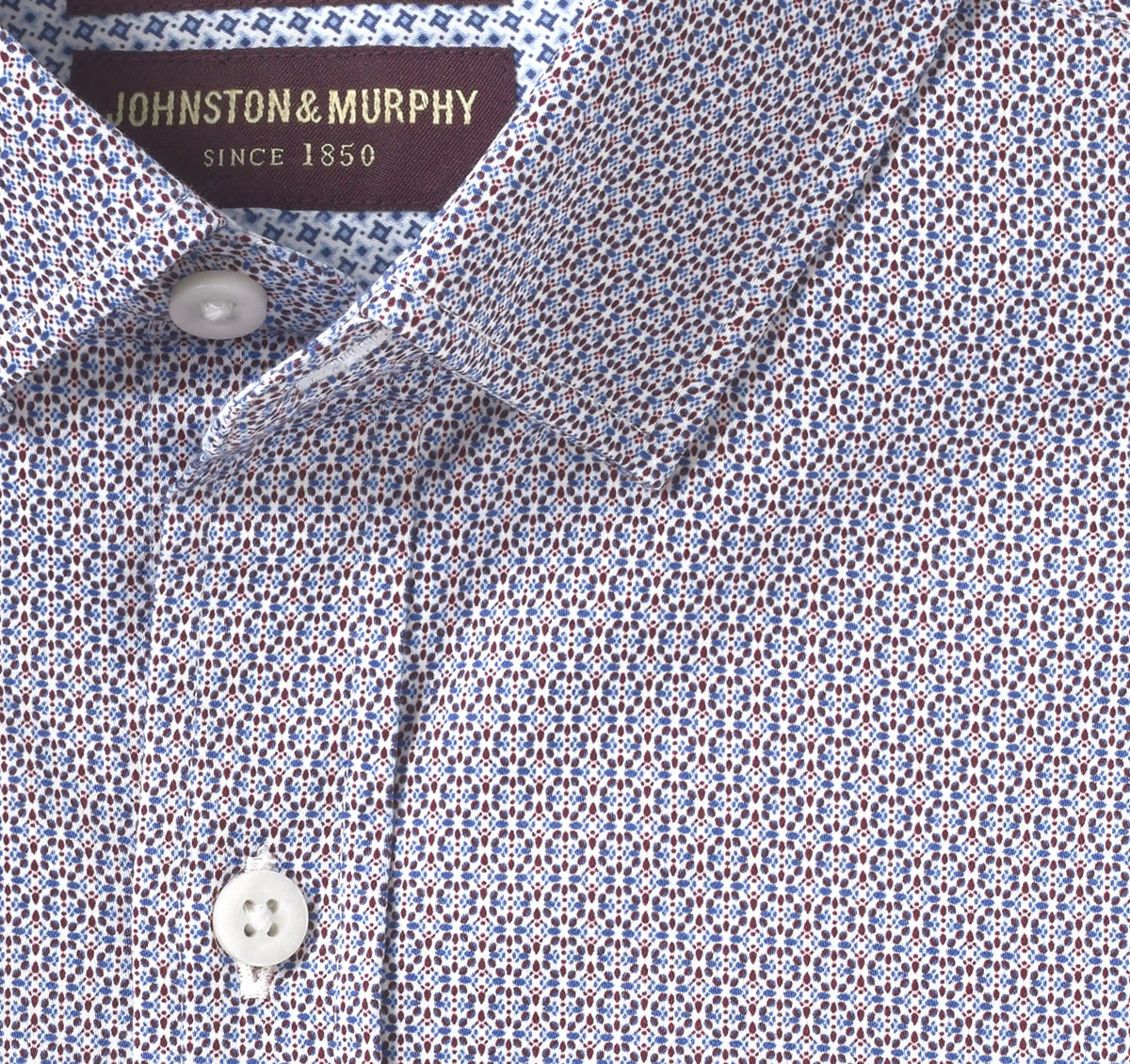 Logan Printed Long-Sleeve Shirt - Blue/Burgundy Mini Burst
