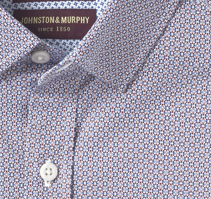 Logan Printed Long-Sleeve Shirt - Blue/Burgundy Mini Burst
