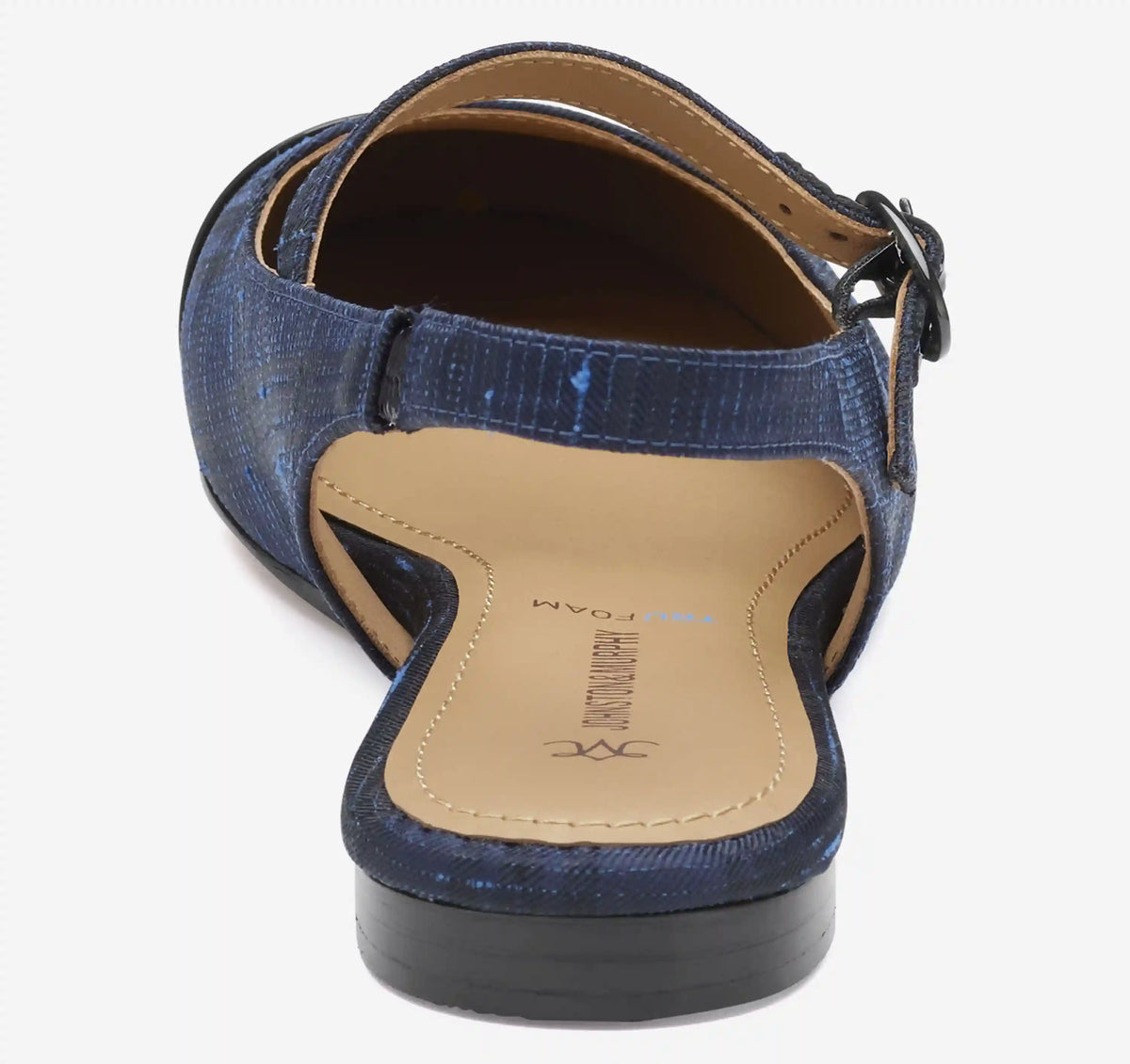 Claire Mary Jane Slingback - Navy Italian Plaid Fabric/Black Patent Leather