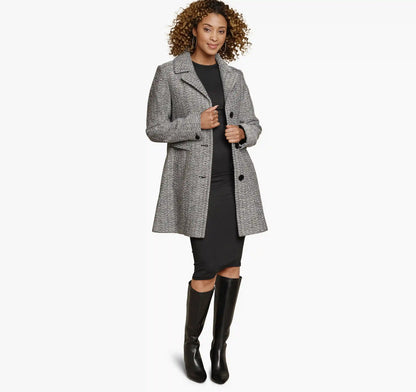 Tweed Coat - White/Black