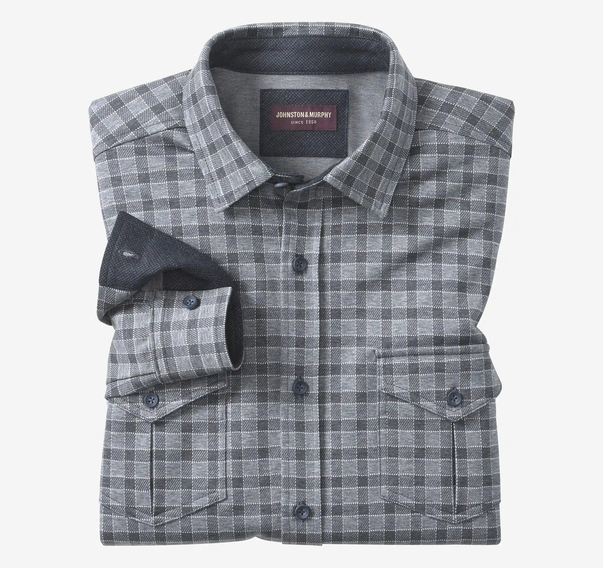Eason Knit Shirt - Navy Gingham