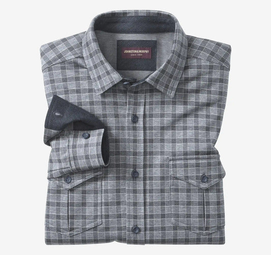 Eason Knit Shirt - Navy Gingham