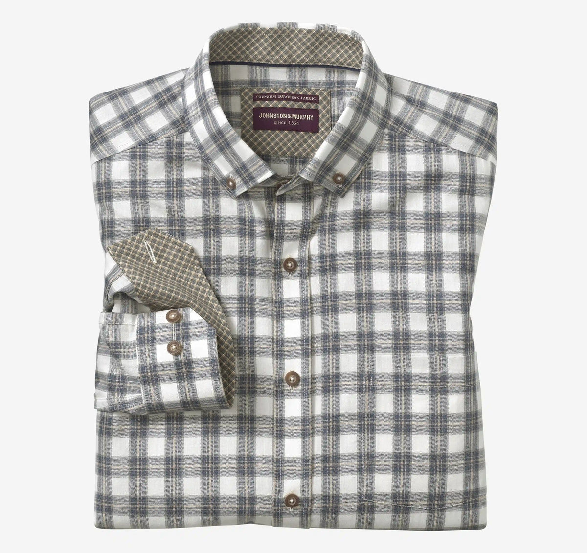 Huntley Mélange Shirt - Navy/Tan Shadow Grid