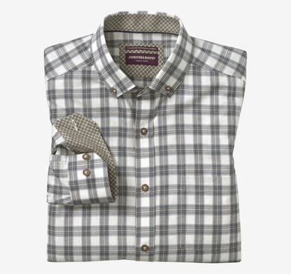 Huntley Mélange Shirt - Navy/Tan Shadow Grid