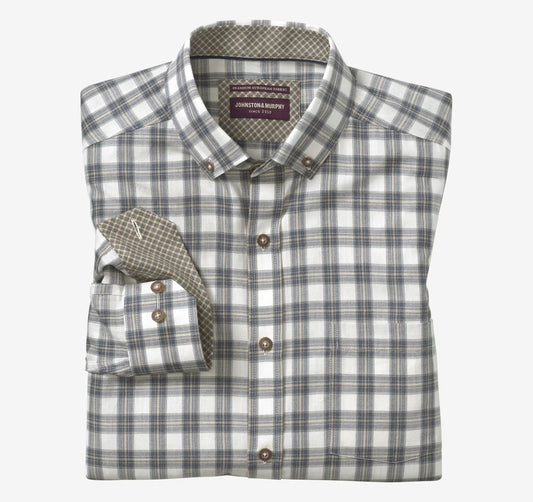 Huntley Mélange Shirt - Navy/Tan Shadow Grid