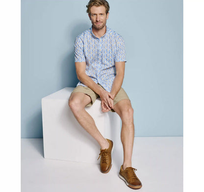 Printed Cotton Short-Sleeve Shirt - Blue/Multi Pineapple