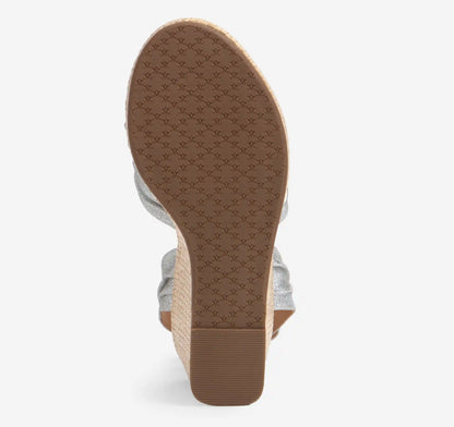 Marcia Cross-Band Sandal - Silver Metallic Kid Suede