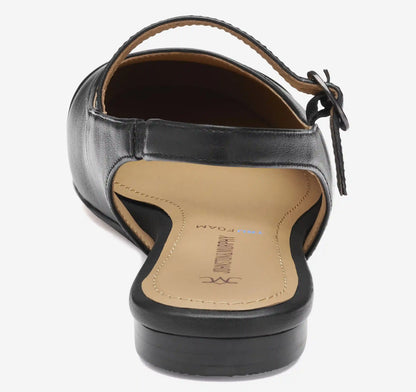 Claire Mary Jane Slingback - Black Glove Leather/Patent Leather