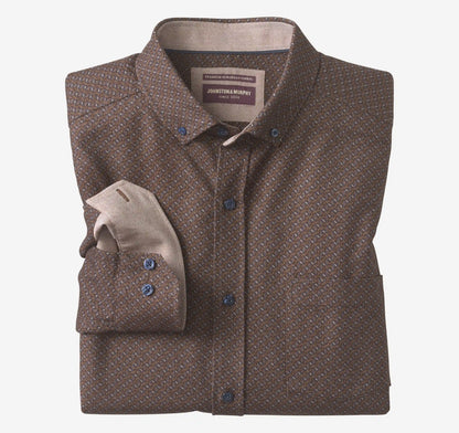 Lane Printed Shirt - Brown/Navy Linked Oval