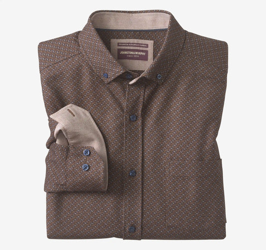 Lane Printed Shirt - Brown/Navy Linked Oval