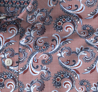 Logan Printed Long-Sleeve Shirt - Burgundy Checkered Paisley