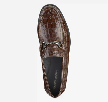 Humphrey Bit Loafer - Brown Croc-Embossed Full-Grain Leather