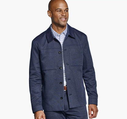 XC Flex® Pinnacle Knit Shirt Jacket - Navy Birdseye
