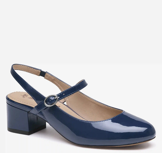 Sienna Mary Jane Slingback - Navy Patent Leather