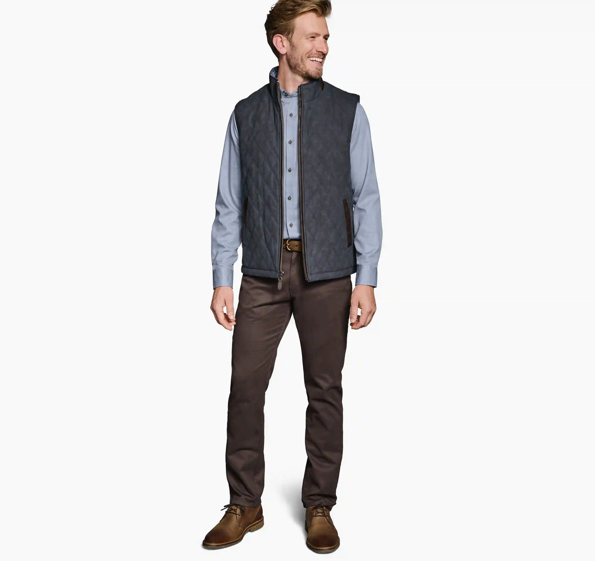 Upton Reversible Vest - Blue Plaid/Navy
