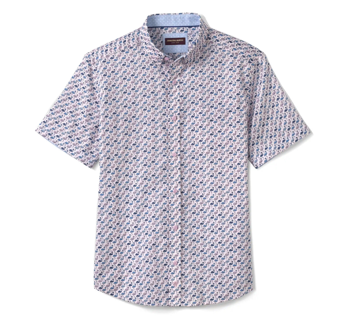 Logan Printed Short-Sleeve Shirt - Pink/Blue Flamingos