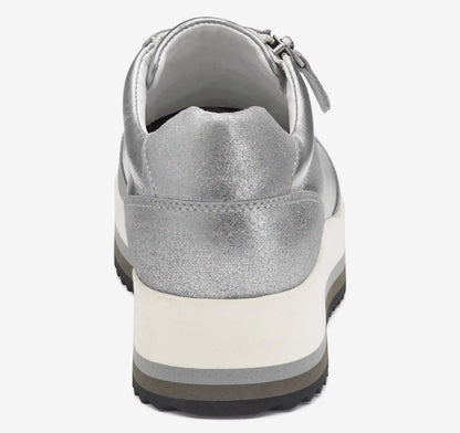 Gracie Side-Zip Lace Up - Silver Metallic Suede/Calfskin
