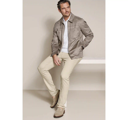 Faux-Suede Full-Zip Jacket - Taupe