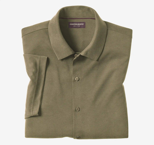 Vintage Birdseye Button-Front Shirt - Olive