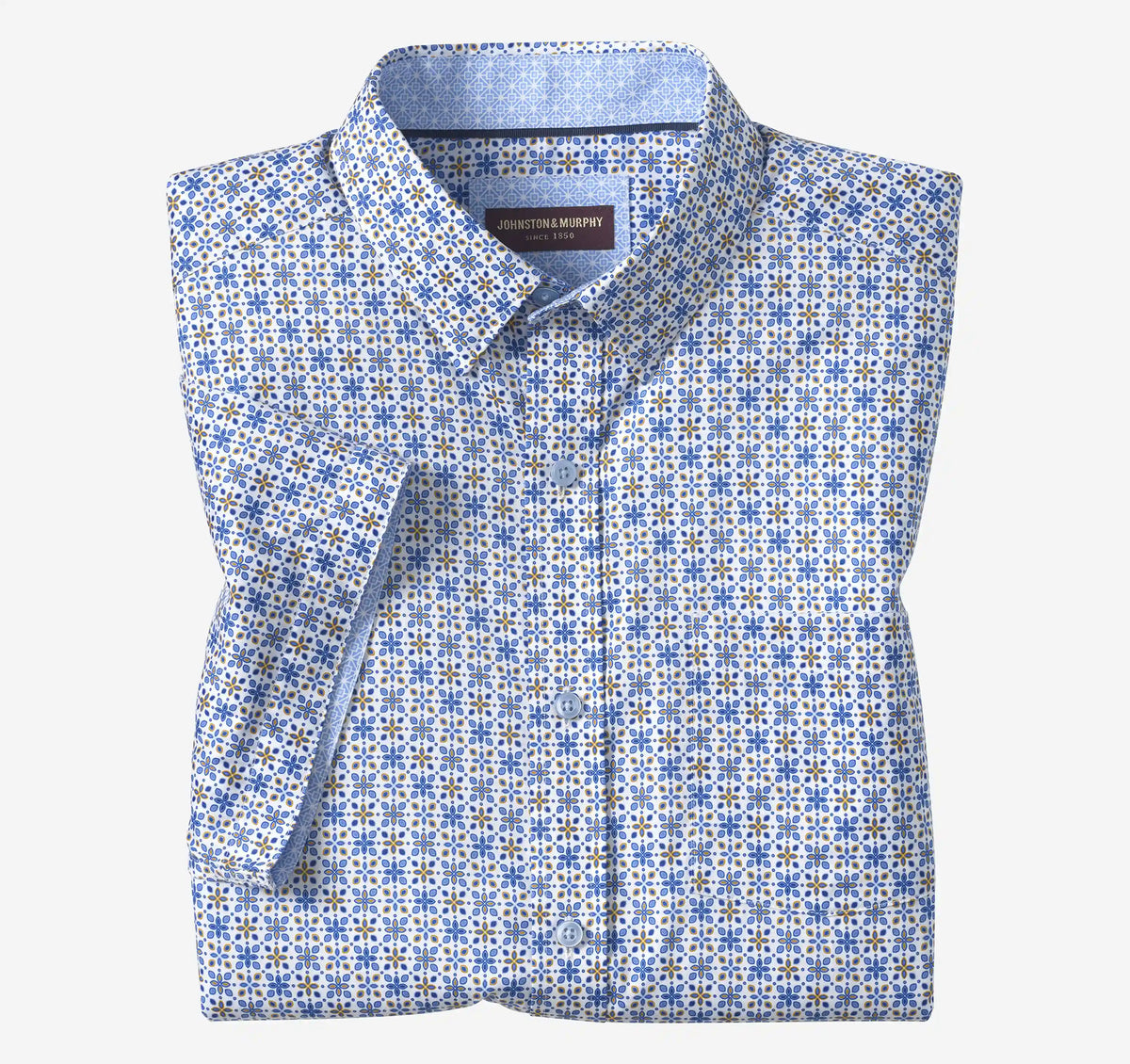 Logan Printed Short-Sleeve Shirt - Blue/Orange Geo Floral