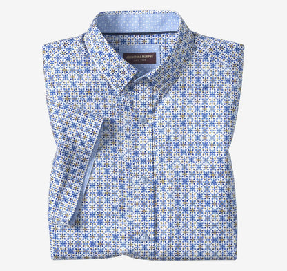 Logan Printed Short-Sleeve Shirt - Blue/Orange Geo Floral