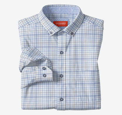 XC+™ Motion Long-Sleeve Sport Knit Shirt - Blue/Tan Plaid