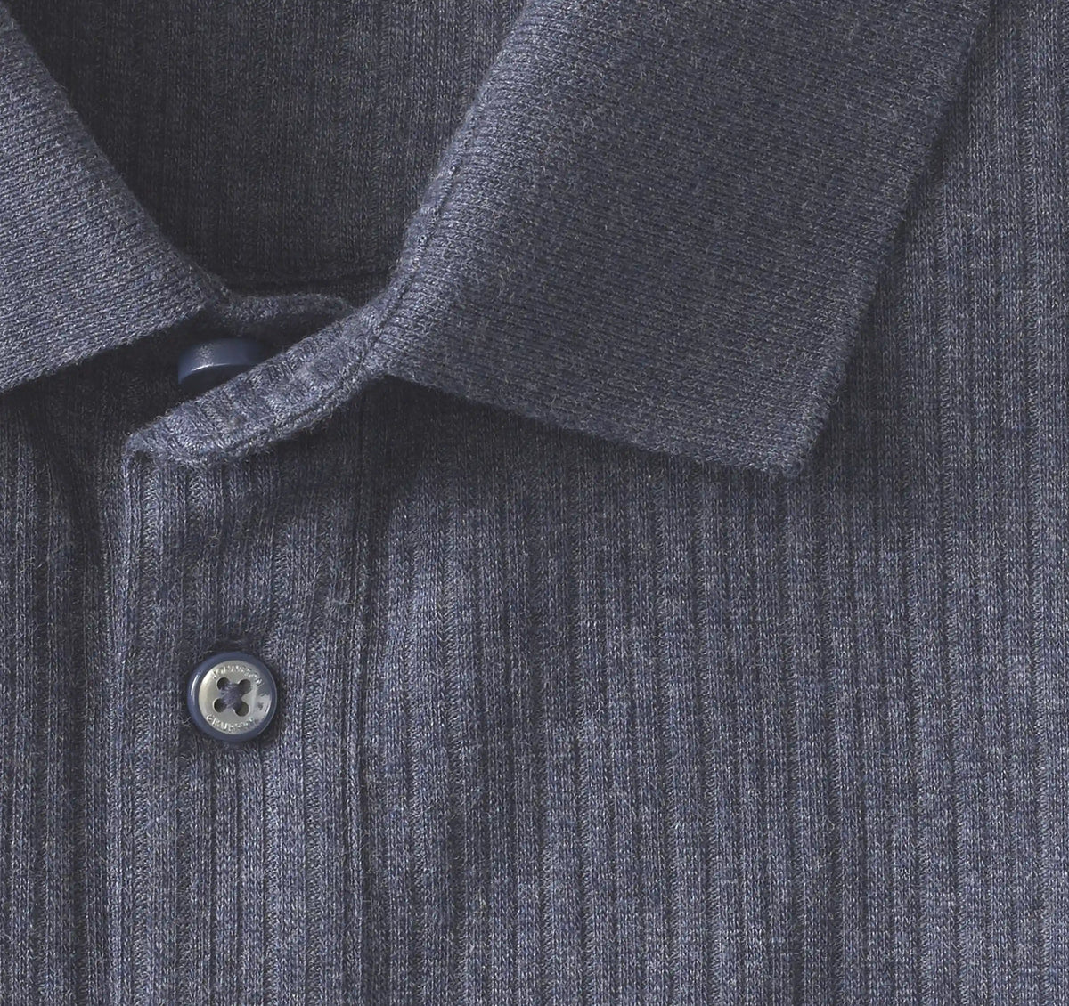 Quincy Ribbed Long-Sleeve Polo - Navy