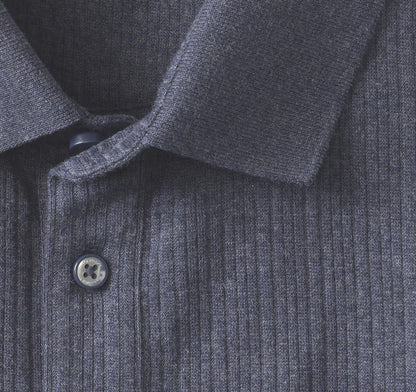 Quincy Ribbed Long-Sleeve Polo - Navy