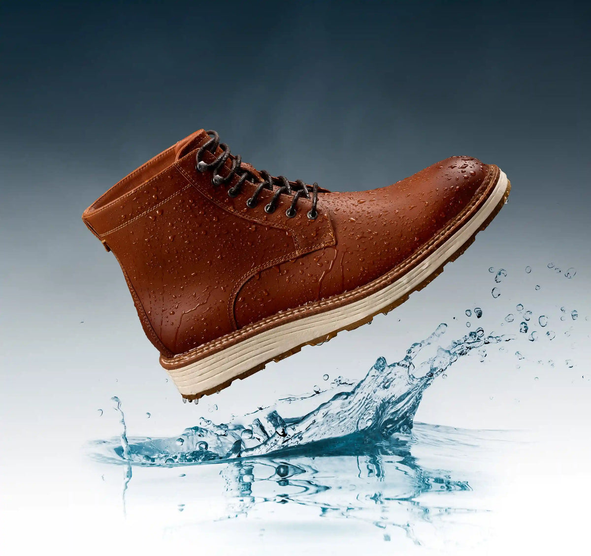 Upton Lug Plain Toe Boot - Dark Tan Waterproof Full Grain