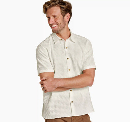 Monterey Textured Short-Sleeve Shirt - Ivory Diagonal Bar