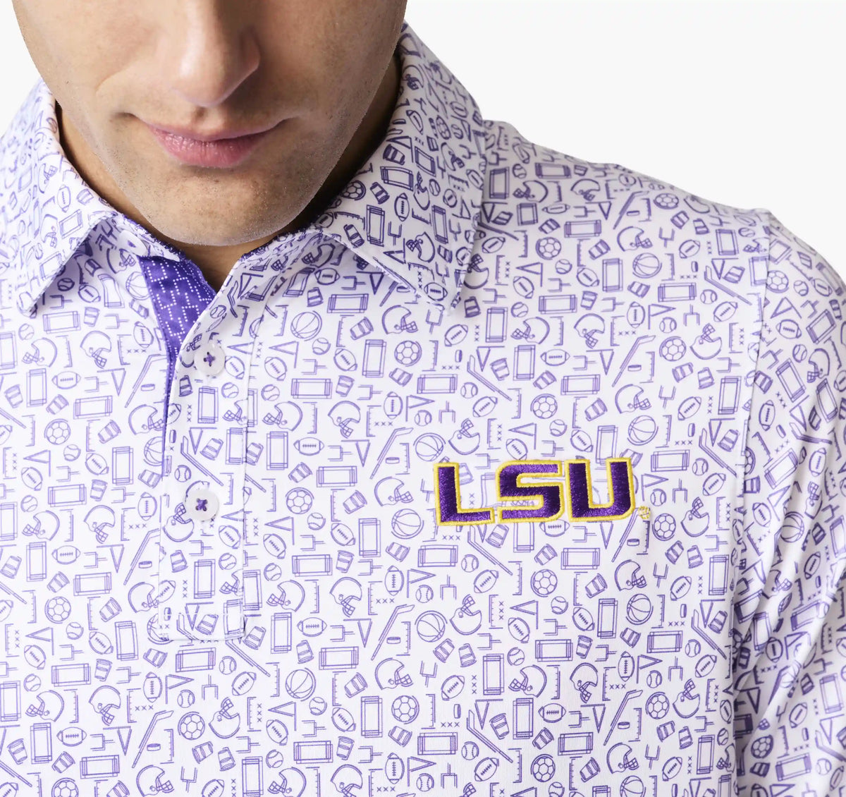 Collegiate XC+­™ Multi Sport Print Polo - LSU - Purple