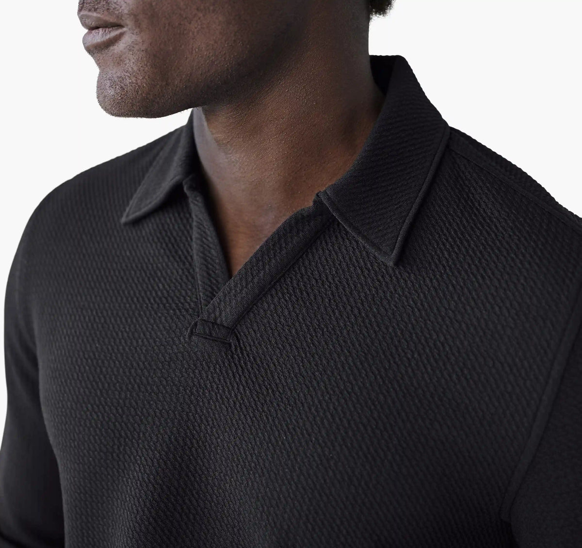 Sedona Long-Sleeve V-Neck Polo - Black