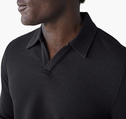 Sedona Long-Sleeve V-Neck Polo - Black