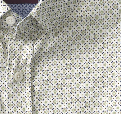 Logan Printed Long-Sleeve Shirt - Sage Tile
