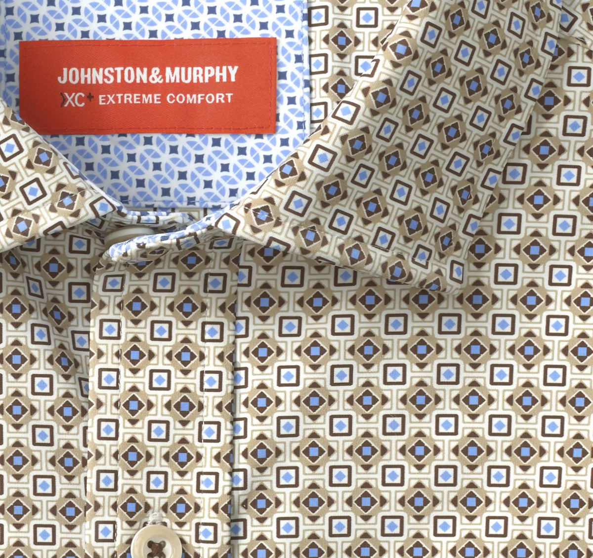 XC+™ Motion Long-Sleeve Print Knit Shirt - Tan Diamond Tile