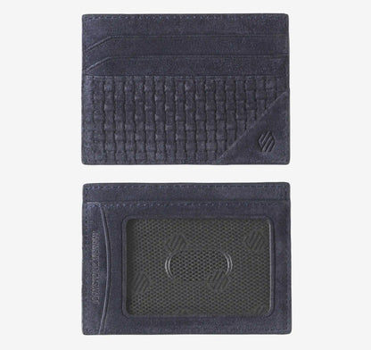 Suede Basketweave Weekender Wallet - Navy
