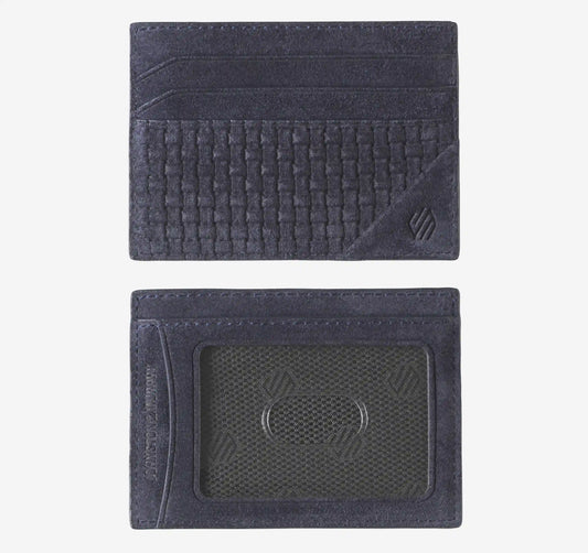 Suede Basketweave Weekender Wallet - Navy