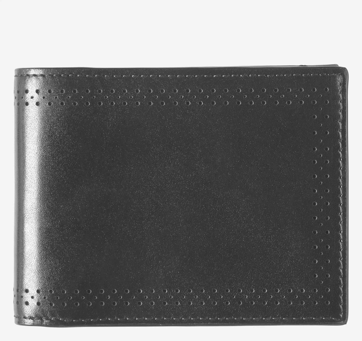 Hudson Perforated Billfold - Black Full-Grain Leather
