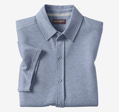 Bennett Short-Sleeve Shirt - Light Blue Honeycomb