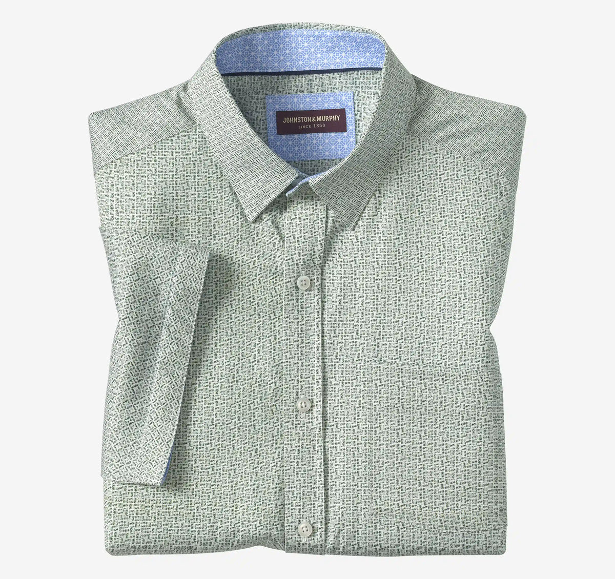 Logan Printed Short-Sleeve Shirt - Green Hashed Squares