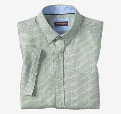 Logan Printed Short-Sleeve Shirt - Green Hashed Squares