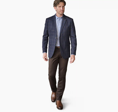 Townsend Dress Wool Blazer - Navy Brown Plaid