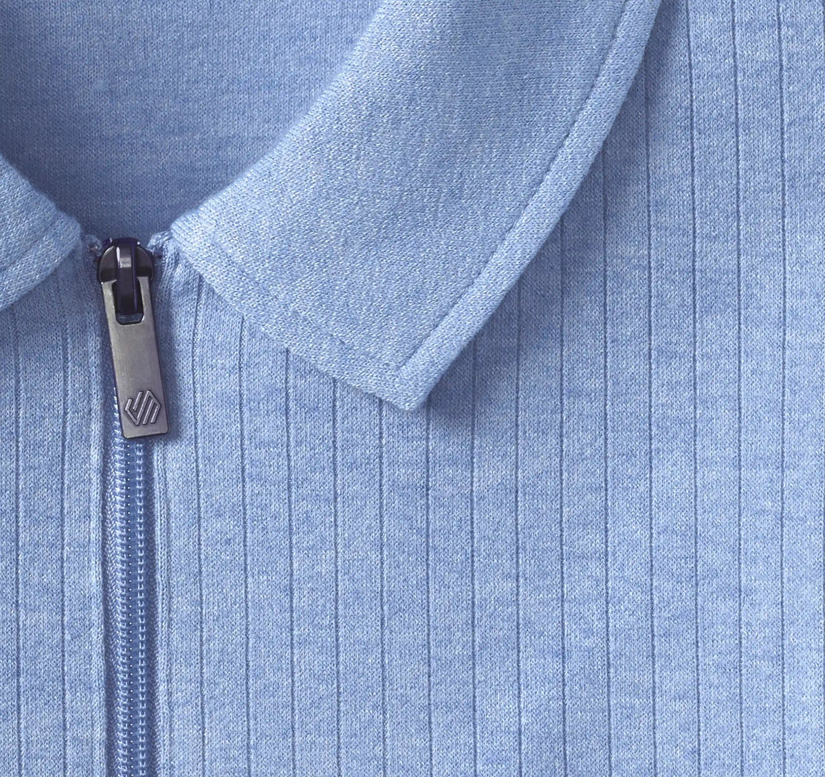 Finn Ribbed Zip Polo - Blue