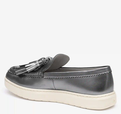 Camryn Tassel Loafer - Gunmetal Metallic Sheepskin