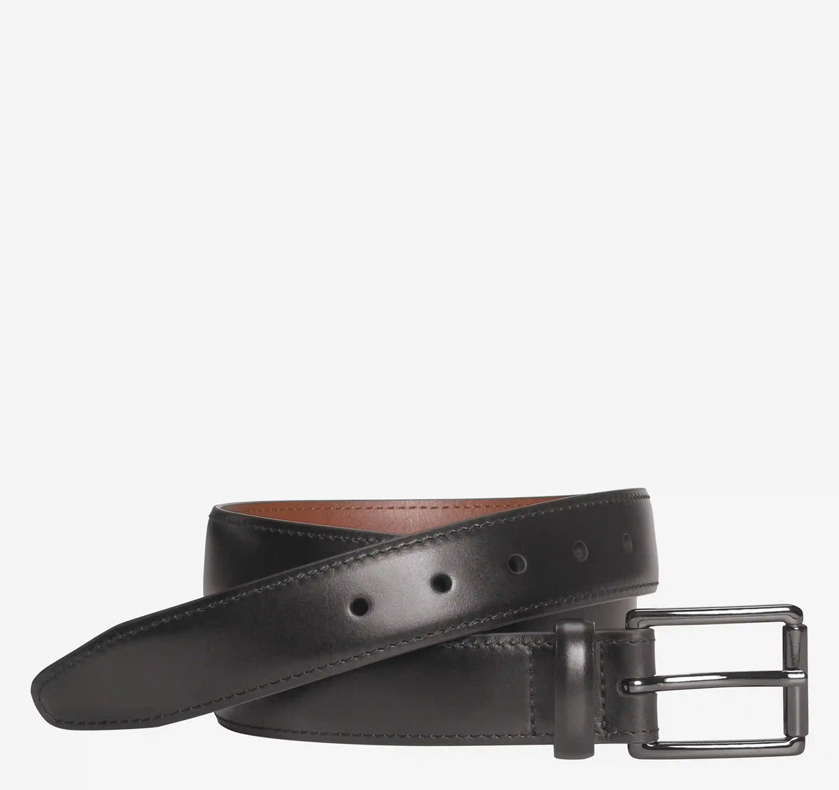 Shadow-Edged Leather Belt - Black