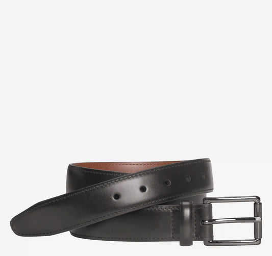 Shadow-Edged Leather Belt - Black